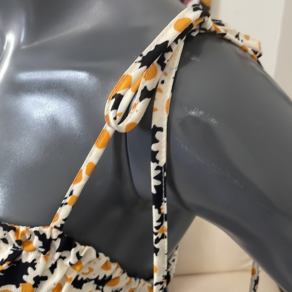 Y2K Style Dress with Shoulder Ties | Black/Yellow/White | Small - Picture 3 of 11